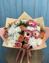 Букет цветов из:  Розы, Герберы и Хризантемы в Перми