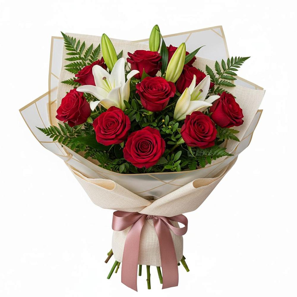 Букет цветов из: Лилии и Розы в Перми