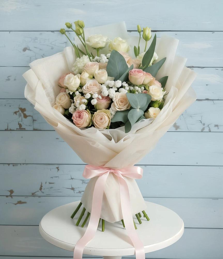 Букет цветов из: Розы и Лизиантусы в Перми