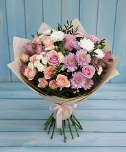 Букет цветов из:  Хризантемы, Розы и Альстромерии #REPLACE_PRED# Перми